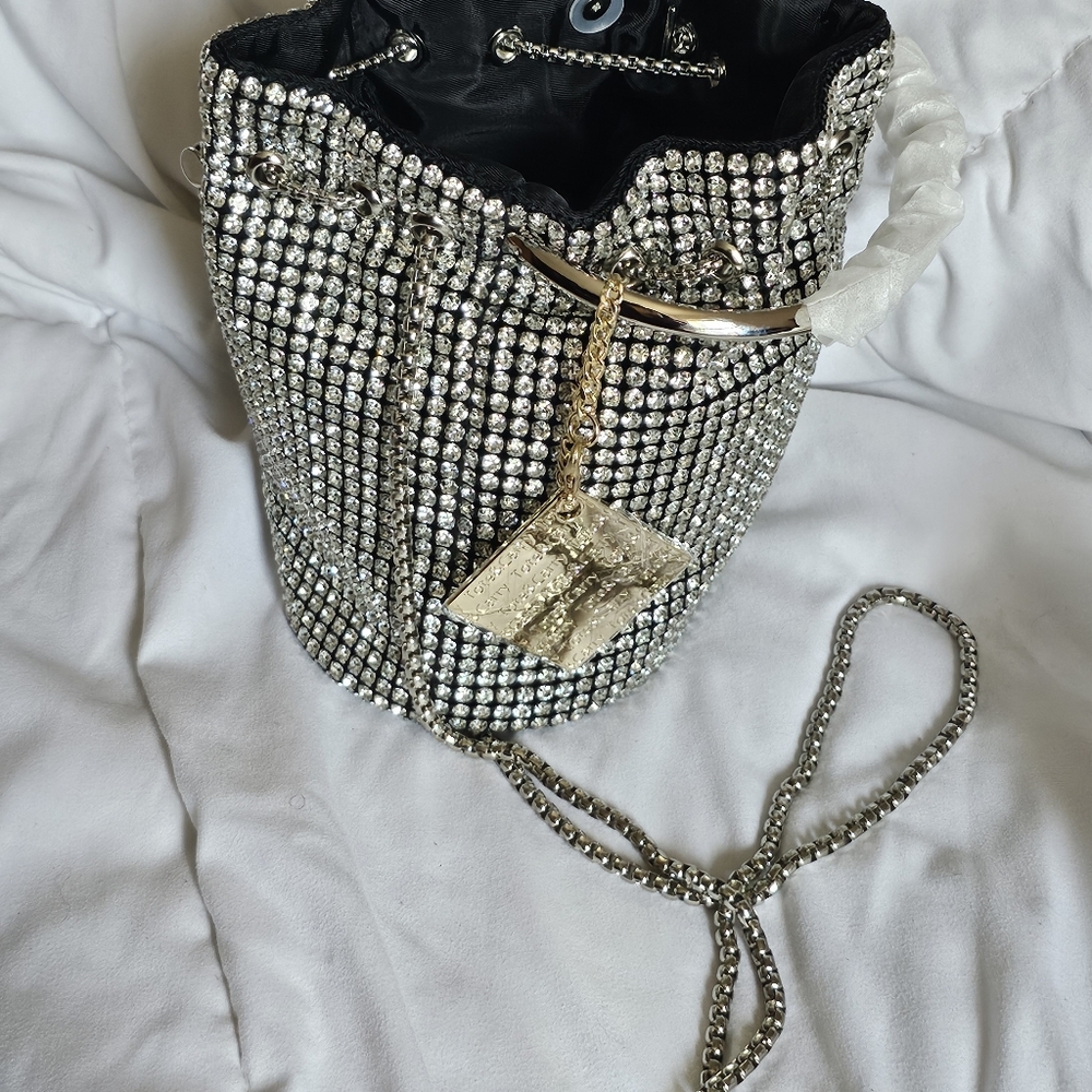 Silver Rhinestone Bucket Bag